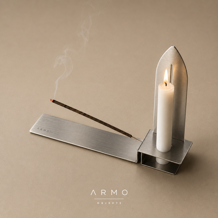 جا شمعی و جا عودی استیل مینیمال ARMO-02B