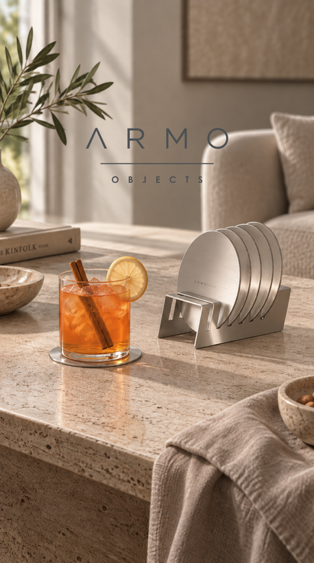 ARMO-14 | زیرلیوانی مینیمال استیل تک بدون استند