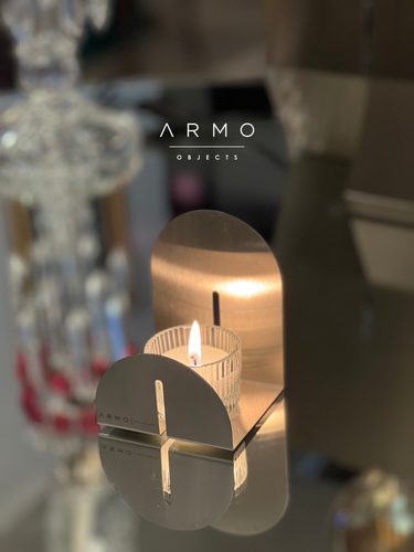 جاشمعی استیل مینیمال ARMO-17B با شمع روشن